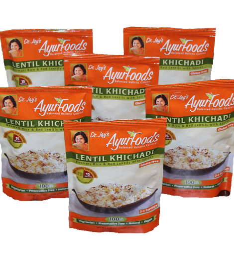 Dr. Jay's Ayurfoods Lentil Khichadi 6 Pack  Premium Blend Of Basmati Rice, Lentils And Spices, Free Of Preservatives